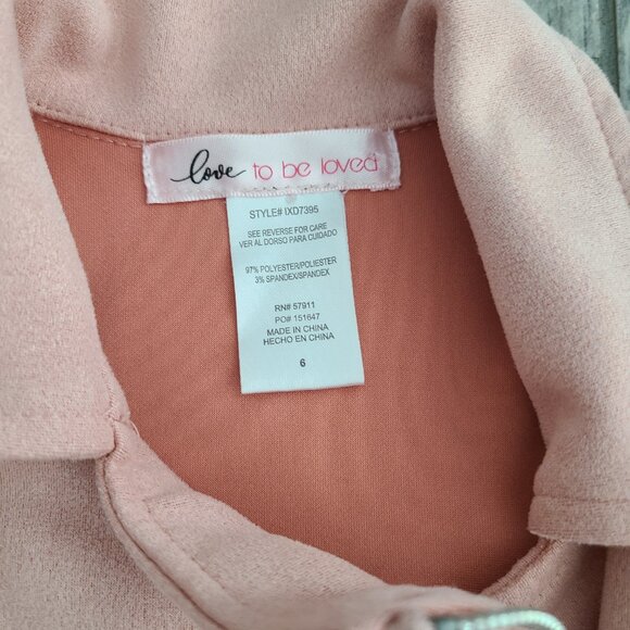 Love To Be Loved Girls Pink Faux Suede Moto Jacket Size 6 - Picture 7 of 8